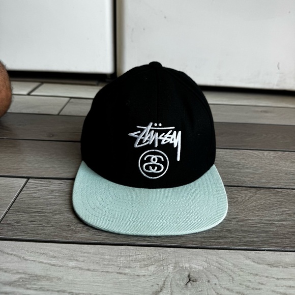 Stussy X Starter SS Link Black Mint Green SnapBack Hat | Preowned - Picture 2 of 6